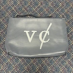 Preloved La Ligne leather Black and White Striped Toiletry Bag